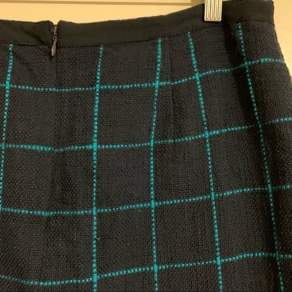 Banana Republic Blue Checked Plaid Mini/Midi Pencil Cotton Skirt. Size 12 - Picture 10 of 10